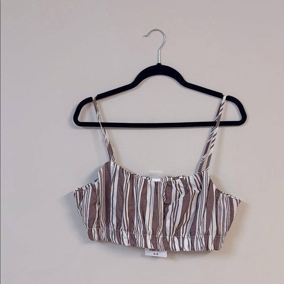 BNWT H&M LEMLEM X Crop Women’s Crop Top Brown and white Striped size M - Picture 2 of 6